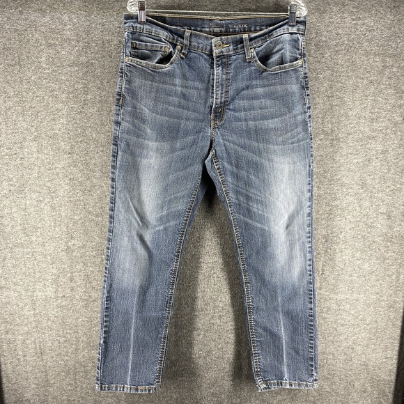 Levis Jeans Mens 34x30 Blue Athletic‎ Mid Rise Denim Stretch Western Straight - Picture 1 of 14